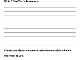 New year's resolution worksheet or template