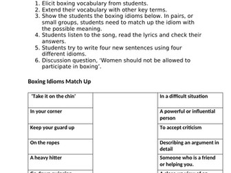 Boxing idioms worksheet