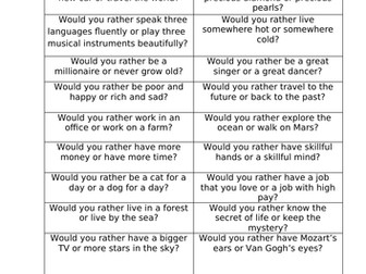 Would you rather? Discussion task and song.