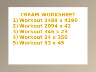 CREAM WORKSHEET 1