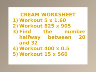 CREAM WORKSHEET 7