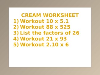 CREAM WORKSHEET 8