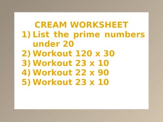 CREAM WORKSHEET 9