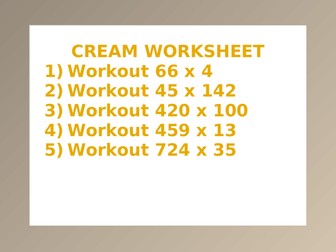 CREAM WORKSHEET 12