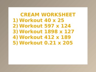 CREAM WORSHEET 13