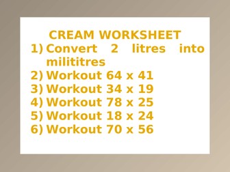 CREAM WORKSHEET 16