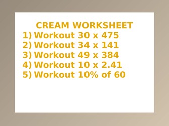 CREAM WORKSHEET 17