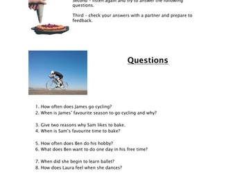 EAL Listening Comprehension - free time