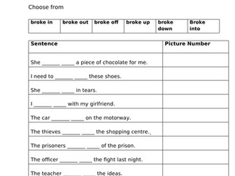 Phrasal verb 'break' song and activities