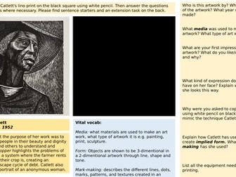 Lino printing Artist Analysis Worksheet