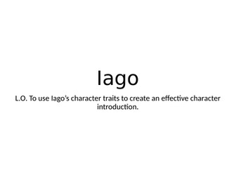 Othello - Iago Prose Task - Creative Writing