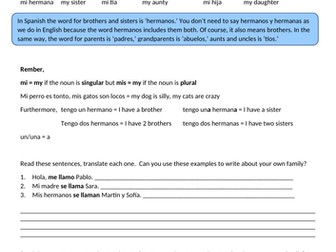 Viva 1 Module 4 Mi Familia y Mis Amigos Homework