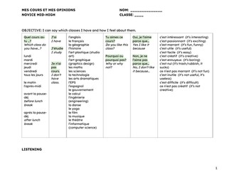 Mes Cours et Mes Opinions - Novice/Beginner - EPI method Mini Lesson