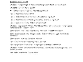 PRIMARY OFSTED VISIT ART COORDINATOR QUESTIONS BY HMI