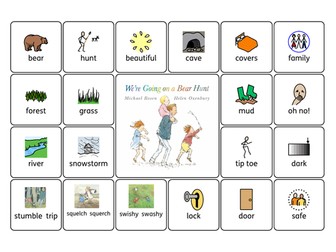 We're Going on a Bear Hunt Key Vocabulary Wordmat with Widgit Symbols (SEND)