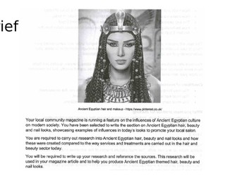 Ancient Egyptian research & template Hair & Beauty Technical Award C&G Y11 GCSE