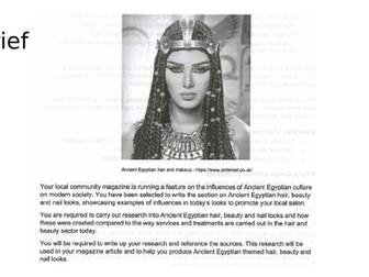 Ancient Egyptian research & template Hair & Beauty Technical Award C&G Y11 GCSE