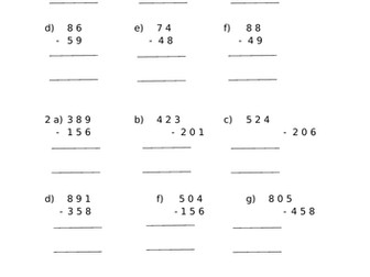 Numeracy - Th, H, T, U Subtraction Chimney Sums