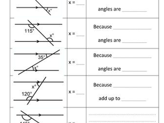 Angles in parallel lines (low ability)