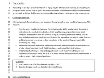 Sport Science R041 booklet with tasks