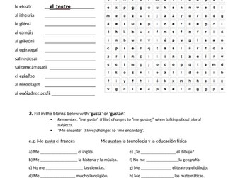 Las asignaturas y las opiniones - Spanish school subjects