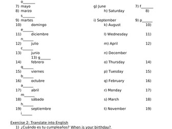 Spanish cover/revision worksheets