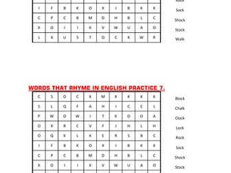 WORD SEARCH OF WORDS THAT RYHME IN ENGLISH PRACTICE 7.