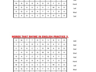 A WORD SEARCH OF WORDS RHYME IN ENGLISH PRACTICE 3.
