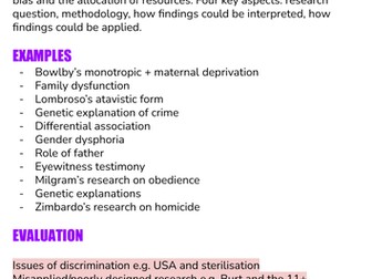 Psychology issues and debates summary