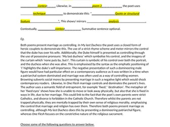 Edexcel Anthology poetry essay structure