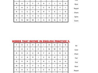 A WORD SEARCH OF WORDS THAT RHYME IN ENGLISH PRACTICE 6.