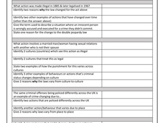 Unit 2 Criminology LO1 retrieval Quiz with answers