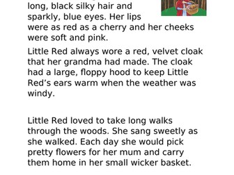 KS1 Character Description Little Red Riding Hood