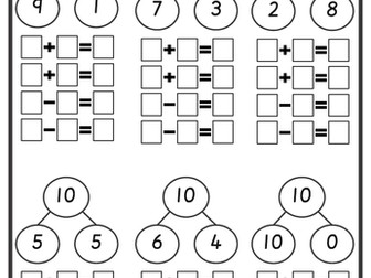Fact Families for 10, 20 and 100 Worksheets