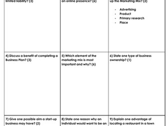 Edexcel GCSE Retrieval Grid Exam Style Questions 1.4