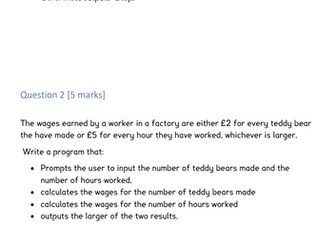 GCSE COMPUTER SCIENCE PROGRAMMING EXAM QUESTIONS WITH MS