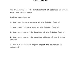 The British Empire: The establishment of colonies in Africa, Asia, and the Caribbean