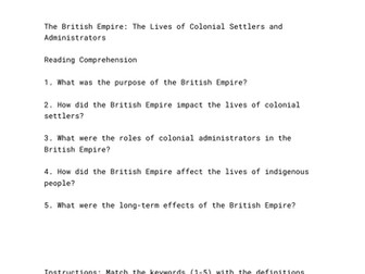 The British Empire: The lives of colonial settlers and administrators