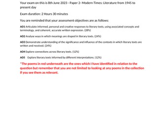 Owen Sheers Skirrid Hill AQA exam question sets