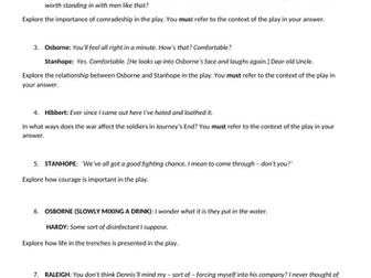 Journey's End writing tasks