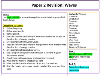 Physics Paper 2; AQA Combined Waves Revision questions and answers