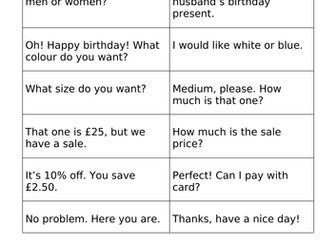 ESOL Entry 1/2 Jumbled Everyday Dialogue