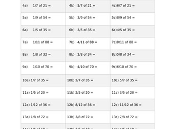 Fractions of numbers worksheet