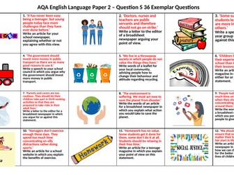 AQA English Language Paper 2 Question 5 - 36 Exemplar Questions