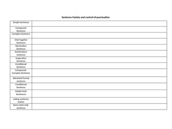 GCSE Sentence variety and control of punctuation
