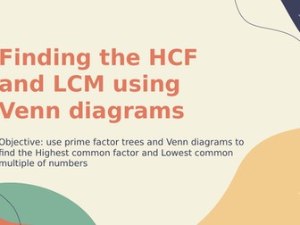 Highest common factor and lowest common multiple using venn diagrams