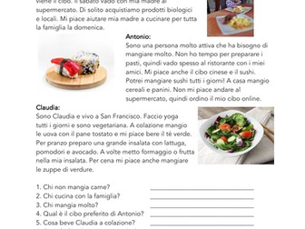 Italian Food Reading: Lettura en italiano (il cibo)