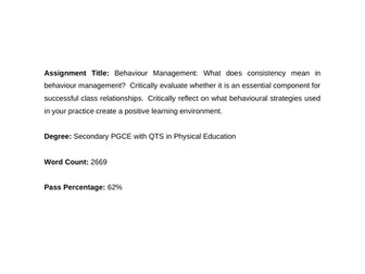 PGCE Behaviour Management Essay 62% Pass