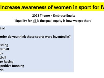 International Women's Day - Women in Sport theme - Assembly/Tutor/Lesson