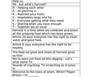 Class Assembly KS2 Harvest Assembly Script